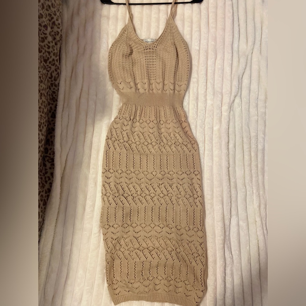 Freshman 1996 size small tan knit maxi dress